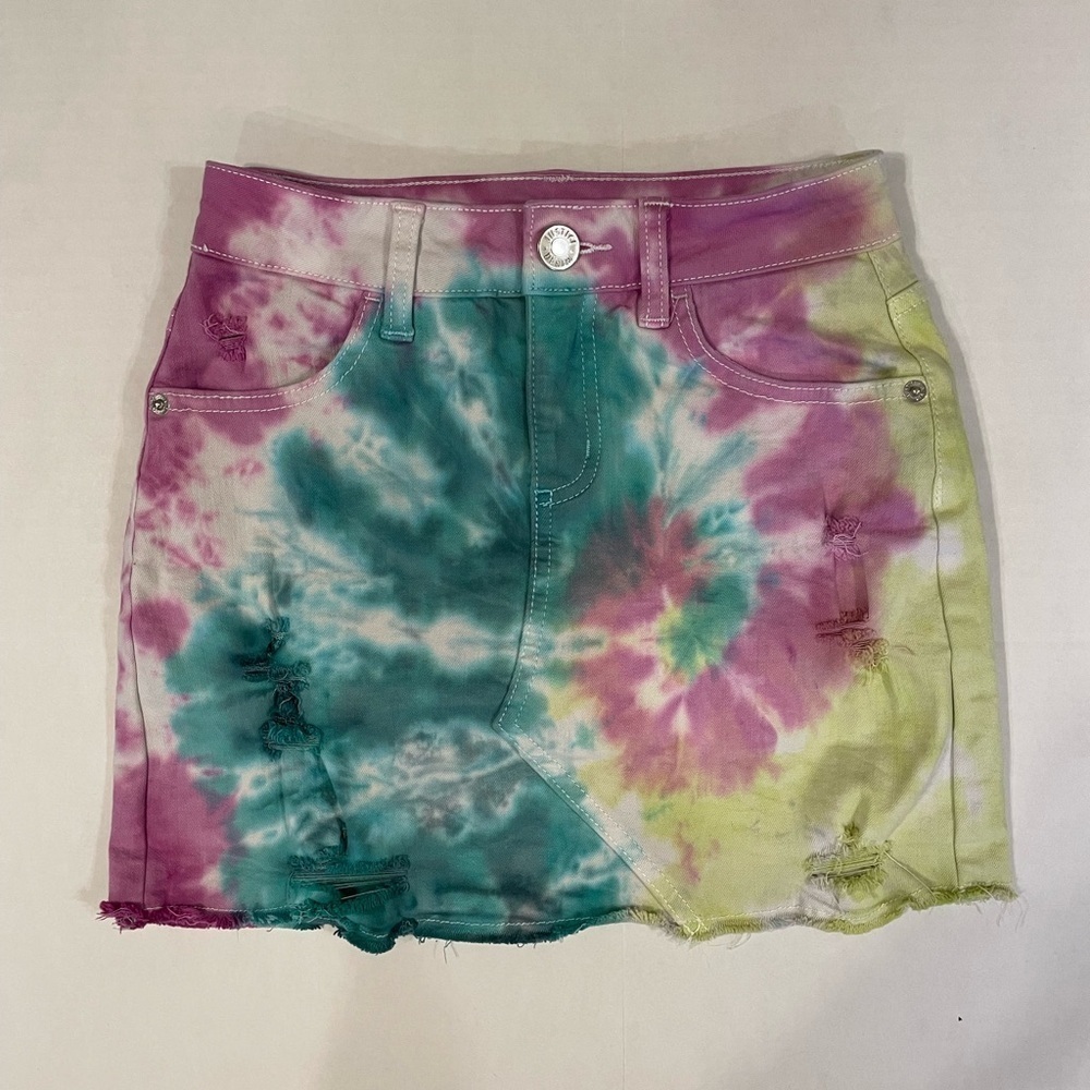 Justice tie-dye denim skort girls size 10